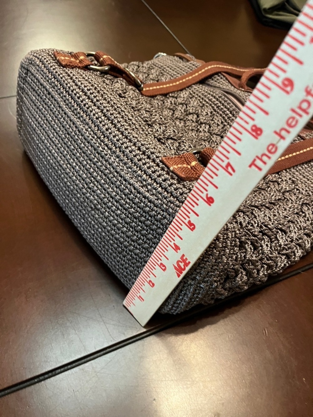 The Sak Brown and Gray Crochet Woven backpack purse with Tassel Strap - Picture 7 of 15